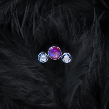 Titanová koncovka Balublue – opál s modrými zirkony