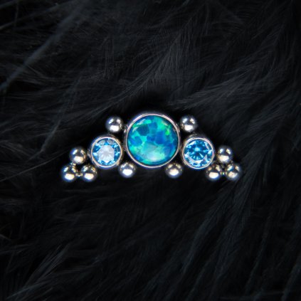 Titanová koncovka Aqualyn – konturový modrý opál