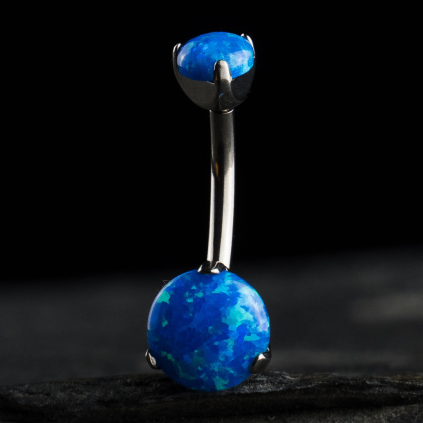 Titanový piercing do pupíku Celestia s modrým opálem