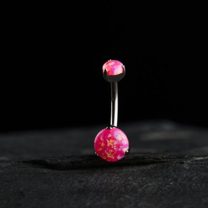 Titanový piercing do pupíku Rosadia s růžovým opálem a vnitřním závitem