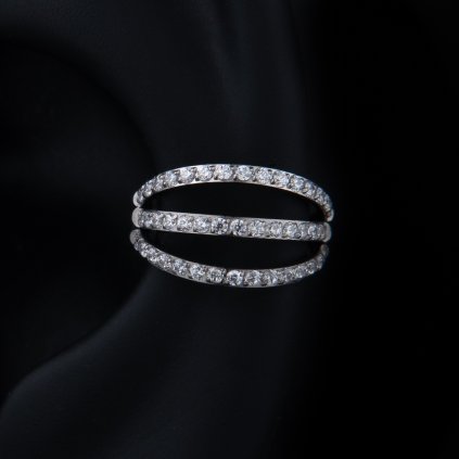 Titanový kroužek Glittera trojitý se zirkony