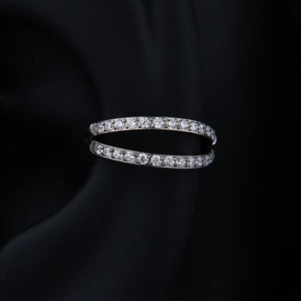 Titanový kroužek DuoLine dvojitý se zirkony