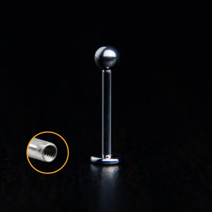 Titanový labret piercing vnitřní závit, kompletní