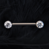 Titanový piercing do bradavky s čirými kamínky Single