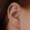 Titanový helix piercing Blue Crown modrý opál s čirým zirkonem