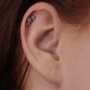 Titanový piercing do ucha Viola – konturový, fialový opál se zirkony