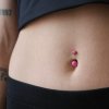 Růžový titanový piercing do pupíku Rosalia s opálem
