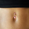 Titanový piercing do pupíku s růžovým opálem Rosadia