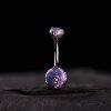 Titanový piercing do pupíku Eluvia s fialovým opálem