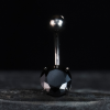 Titanový piercing do pupíku Barril s černým zirkonem