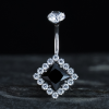Titanový piercing do pupíku BlackCrystal se zirkony