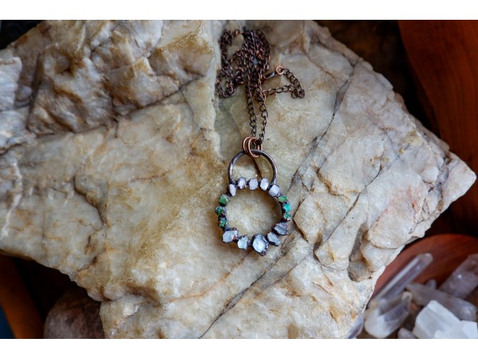 Přívěsek s morganitem, akvamarínem a smaragdem