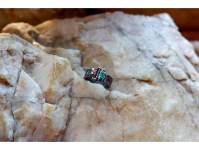 Prsten s malachitem, zeleným turmalínem  a diopazem vel. 57-58