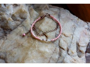 Náramek s rodochrozity a měsíčními kameny