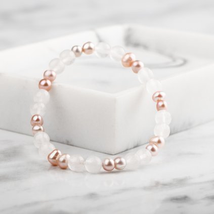 RUZOVA PERLA RUZENIN NARAMEK NA RUKU KORALKOVY S FAZETAMI RUZOVA BARVA ESHOP CRYSTALMINERAL 050424 SOCIALS 267