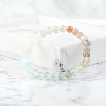 akvamarín fluorit měsíční kámen citrín náramek na ruku korálkový krystaly minerály crystalmineral.cz 9741