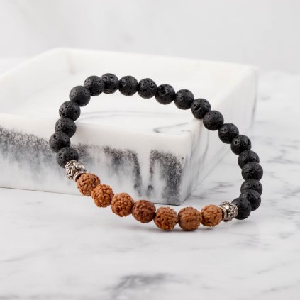 rudraksha lávový kámen náramek na ruku korálkový crystalmineral.cz internetový obchod s krystaly a minerály 9814