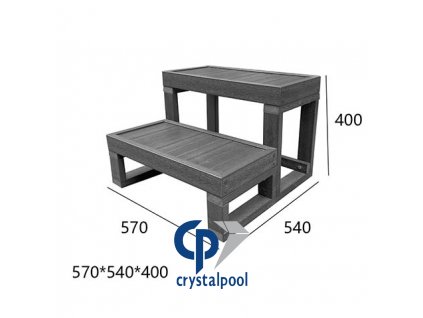 Schůdky k vířivce - šedé - 2 stupně (šířka 57 cm)