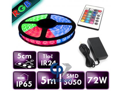 Barevný RGB Led pásek do sauny KOMPLET, IP65, 5 m