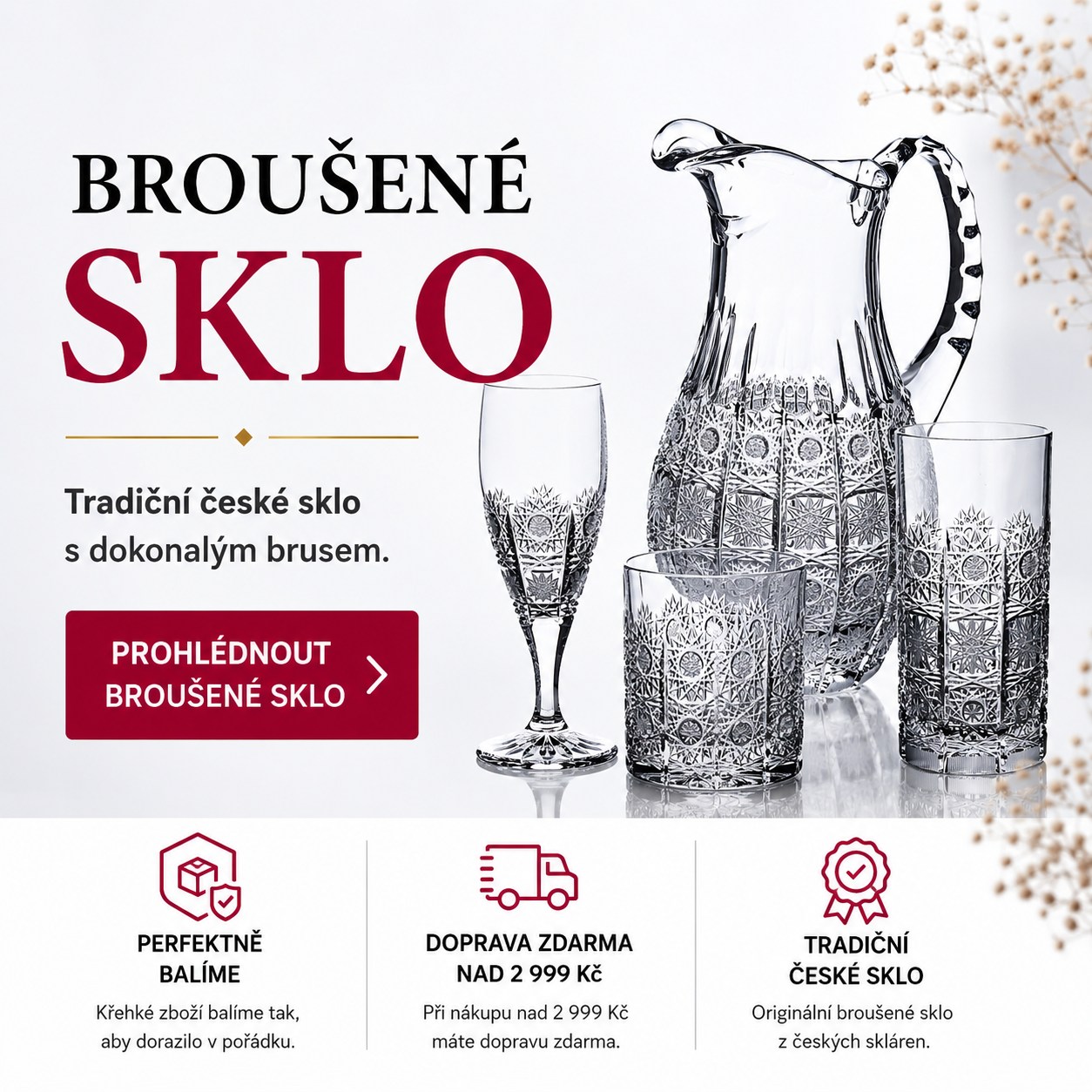 Broušené sklo bohemia crystal