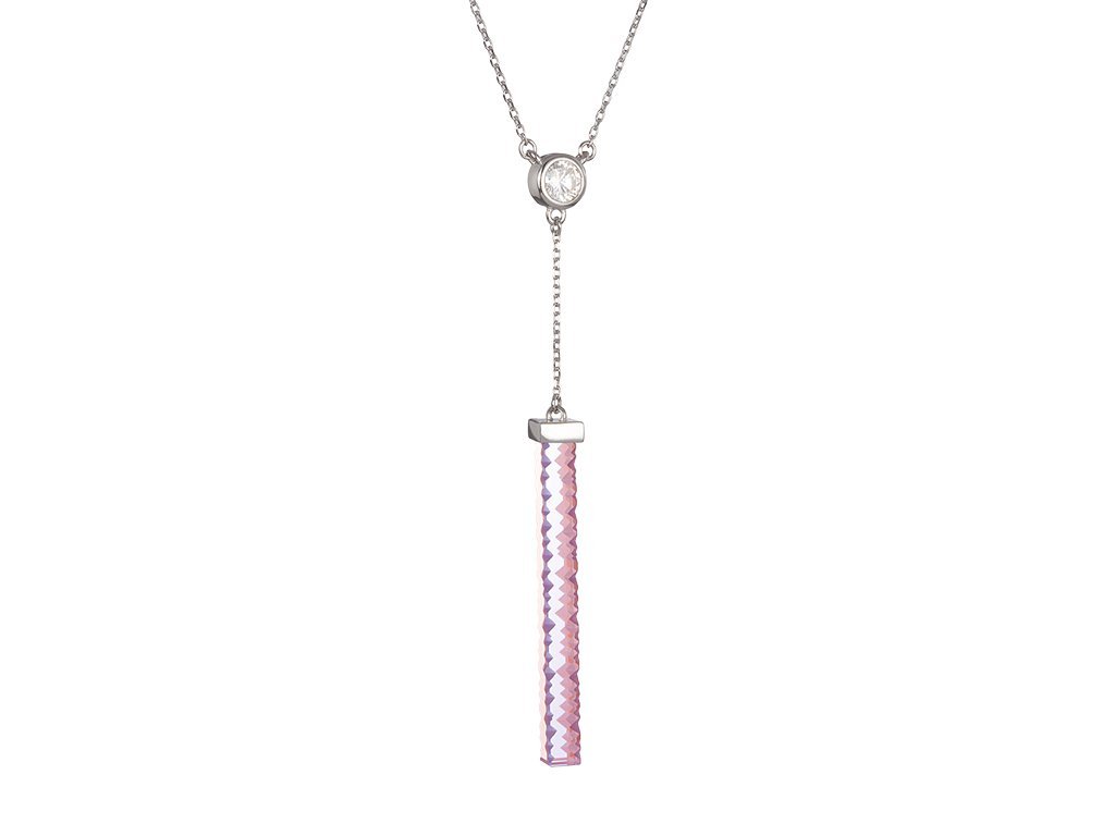 Stříbrný náhrdelník Crystal Line, růžový