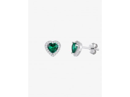 6888 4 stribrne nausnice velvet heart srdce s kubickou zirkonii preciosa emerald