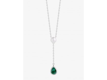 6483 2 stribrny nahrdelnik pure pearl s ricni perlou a kubickou zirkonii preciosa emerald 11zon