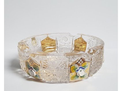 Bohemia Crystal luxusní broušený popelník zlacený 155mm