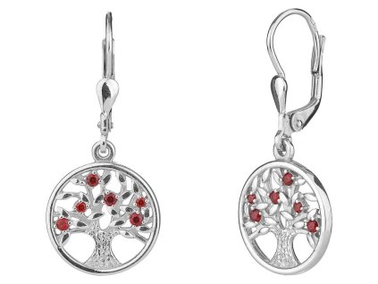 6304 5 stribrne nausnice s ceskym granatem rhodiovane strom zivota