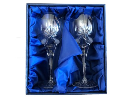Bohemia Crystal sada 2 broušených sklenic na červené víno 340ml, brus Mašle
