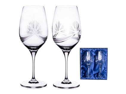 Bohemia Crystal sada 2 broušených sklenic na červené víno 450ml, brus Mašle