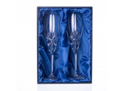 Bohemia Crystal sada 2 broušených sklenic na šampaňské Fiona, brus Mašle