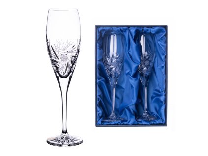 Bohemia Crystal sada 2 broušených sklenic na šampaňské Fiona, brus Větrník