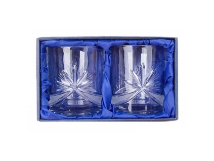 Bohemia Crystal sada 2 broušených sklenic na whisky, brus Mašle