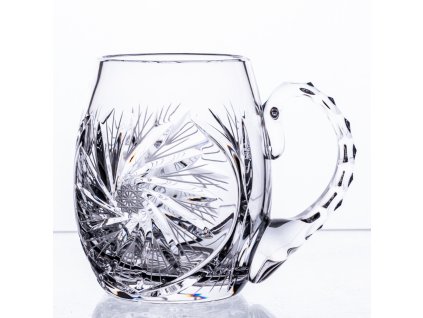 Broušená sklenice na pivo. Bohemia Crystal korbel buclák 23043, brus Větrník