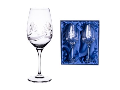 Sklenice na bílé víno 2ks. Bohemia Crystal 380ml, brus Mašle