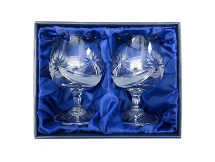 Bohemia Crystal sada 2 broušených sklenic na rum, koňak, brandy, brus Mašle