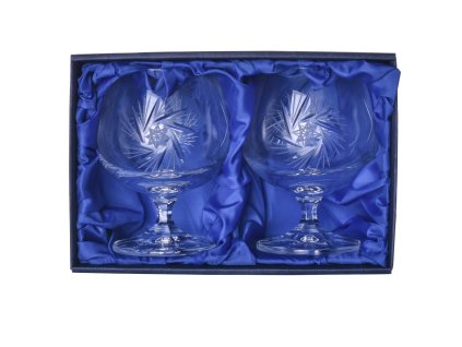 Bohemia Crystal sada 2 broušených sklenic na rum, koňak, brandy. Brus Větrník