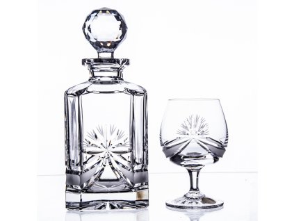 Sada na rum, koňak, brandy Bohemia Crystal karafa a 2 sklenice - brus Mašle