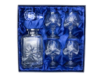 Sada na rum, koňak, brandy Bohemia Crystal karafa a 4 sklenice - brus Mašle