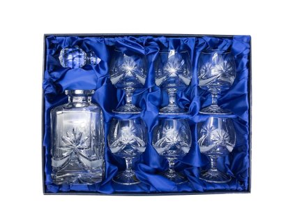 Sada na rum, koňak, brandy Bohemia Crystal karafa a 6 sklenic - brus Mašle