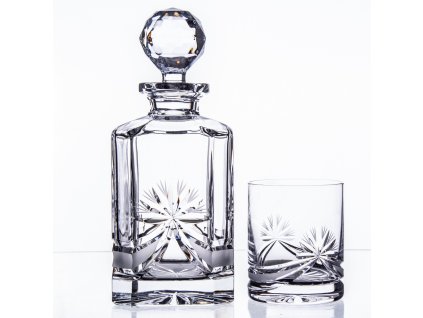 Whisky set Bohemia Crystal karafa + 2 sklenice na whisky - brus Mašle