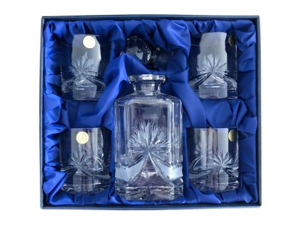 Whisky set Bohemia Crystal karafa + 4 sklenice na whisky - brus Mašle