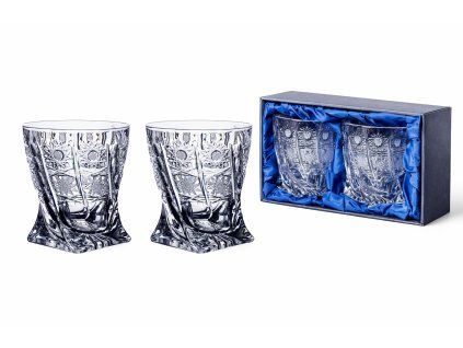 2 ks broušené sklenice na whisky