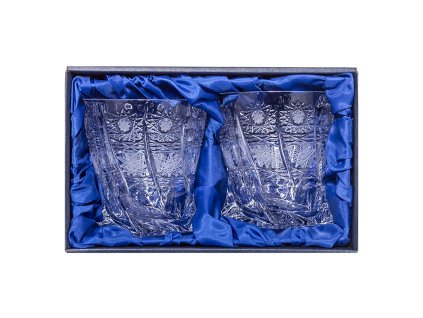 Bohemia Crystal broušené sklenice na whisky Quadro, 2 ks. brus Klasik