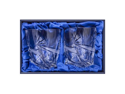 Bohemia Crystal broušené sklenice na whisky Quadro, 2 ks. brus Mašle