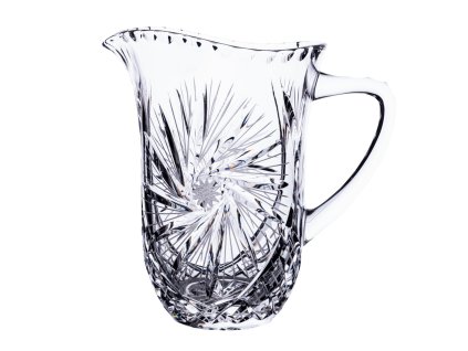 Skleněný džbán s uchem na vodu či pivo - Bohemia Crystal brus Větrník 1300ml