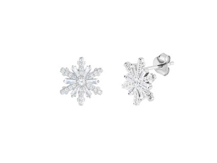 Stříbrné náušnice Polaris, vločka - kubická zirkonie Preciosa 5465 00