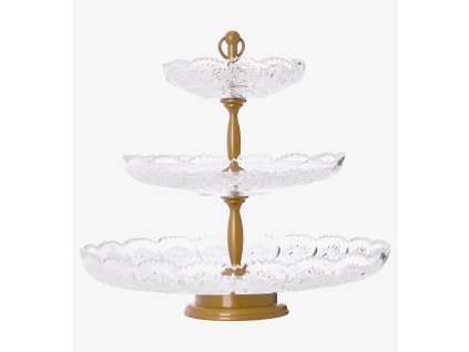 Bohemia Crystal broušený křišťálový etažér 3-dílný brus Klasik
