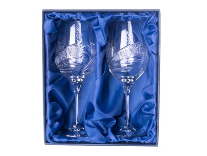 Bohemia Crystal sada 2 broušených sklenic na bílé víno - 380ml brus Kometa